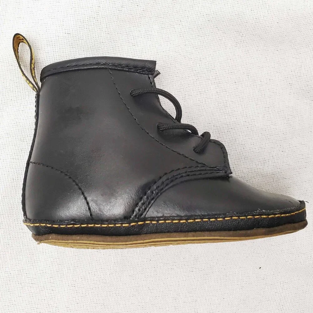 Dr. Martens Newborn Black Leather Crib Shoe Bootie 4